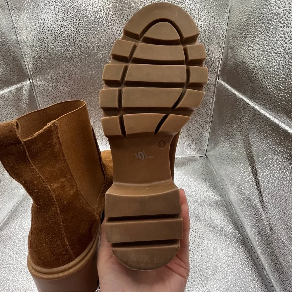 Antonio de Faria Women's Tara Brown Leather Suede Chelsea Boot Sz 9